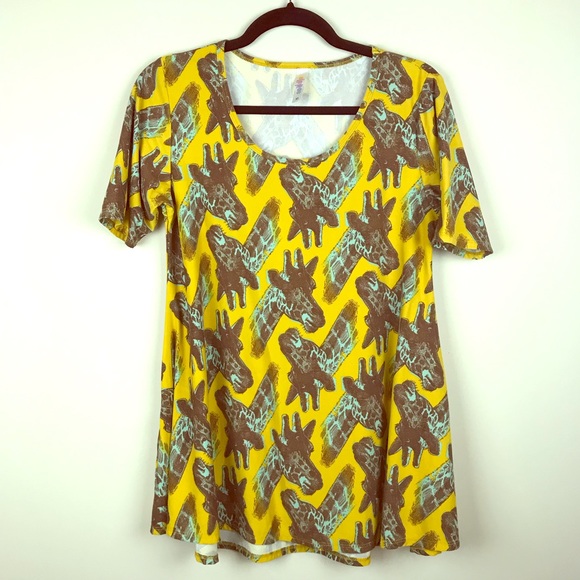 LuLaRoe Tops - Lularoe Giraffe Print Perfect T Yellow